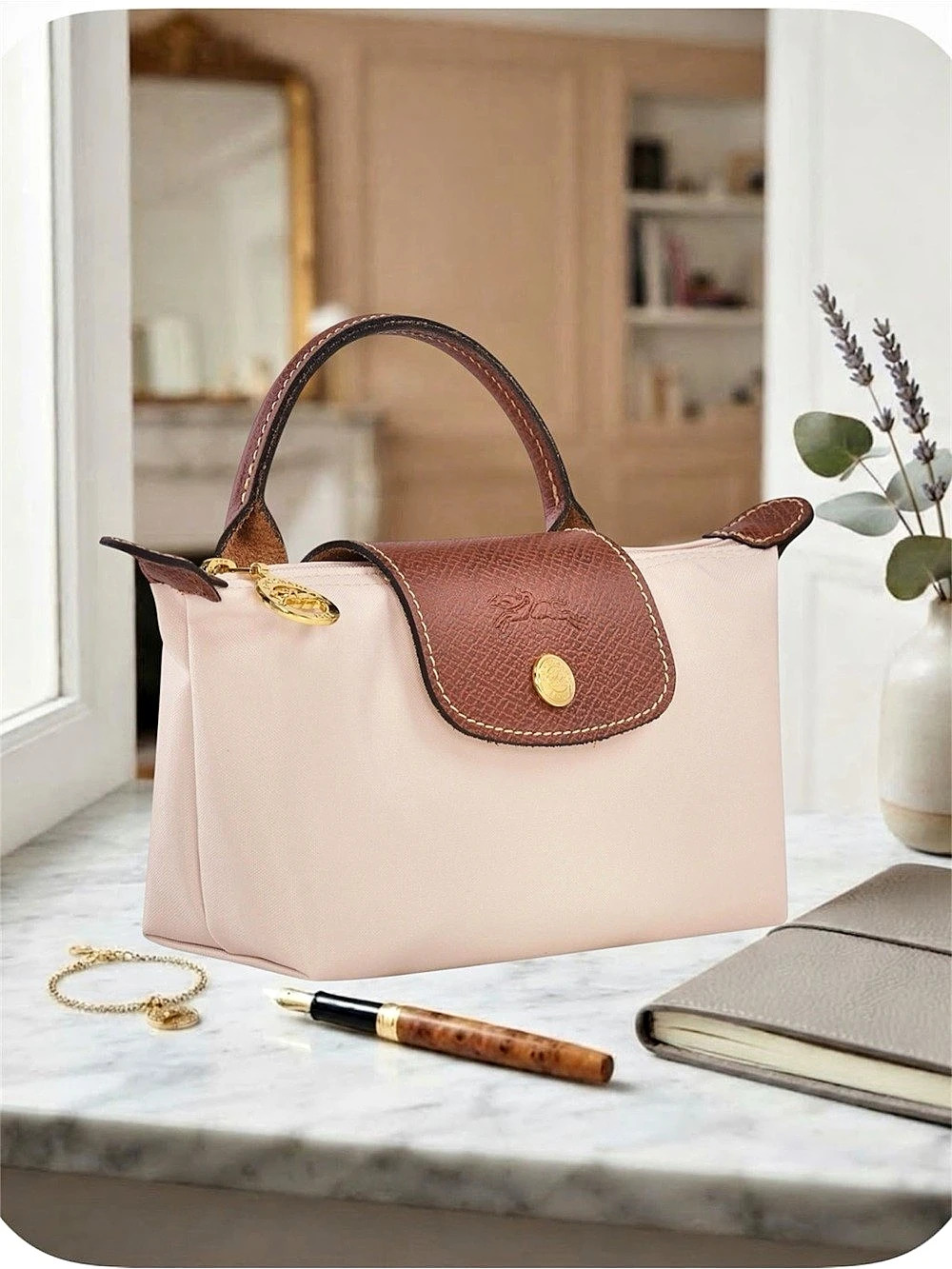 Longchamp Bag in Beige/off white & Brown NWT